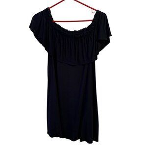 Abercrombie & Fitch Black Off Shoulder Dress Women's Ruffle Neckline Medium